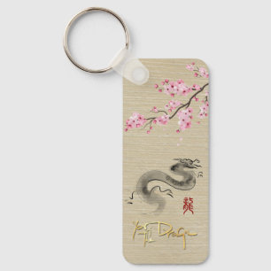Bloesems Chinese Draak Nieuwjaar Monogram RecK Sleutelhanger