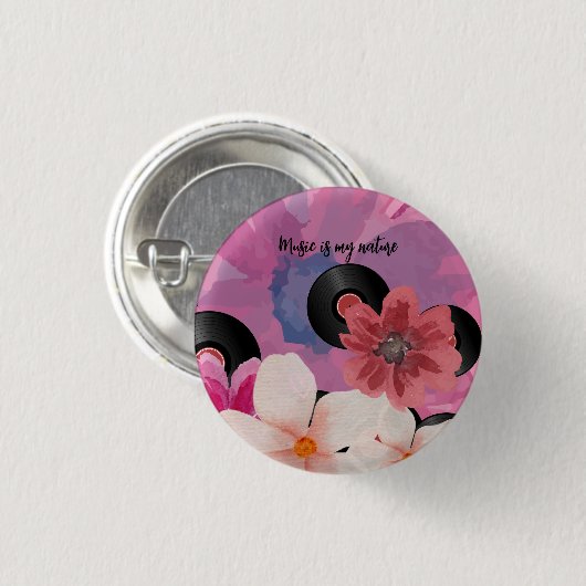 Bloesems en Vinyl Ronde Button 3,2 Cm (Voorkant /achterkant)