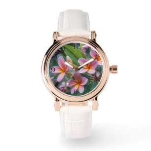 **"Bloesems in bloei: roze frangipani bloem boom Horloge