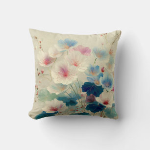Bloesems in bloei – Zachte pastel botanische kunst Kussen