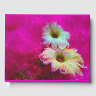 Bloesems in roze gastenboek