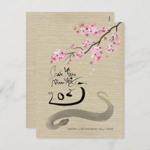 Bloesems Vietnamees Nieuwjaar van de Slang VHPostC Feestdagenkaart