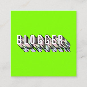 Blogger met Trendy neon green 3d-typografie minima Vierkante Visitekaartje