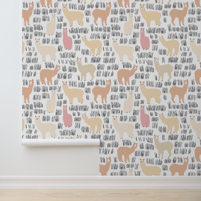 Blok Alpacas Pattern Behang (Applicatie)