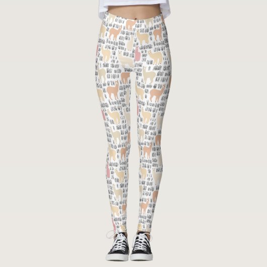Blok Alpacas Pattern Leggings (Voorkant)