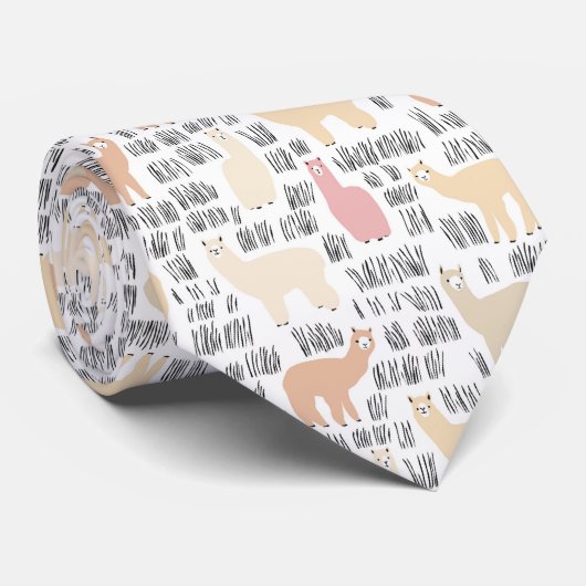 Blok Alpacas Pattern Stropdas (Opgerold)