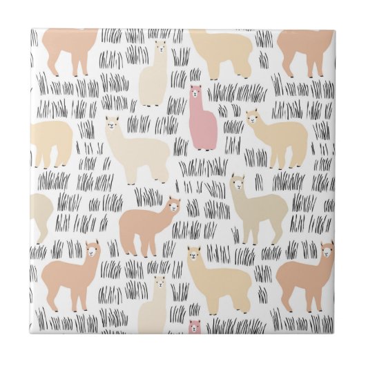 Blok Alpacas Pattern Tegeltje (Voorkant)