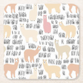 Blok Alpacas Pattern Vierkante Kartonnen Onderzetter (Voorkant)