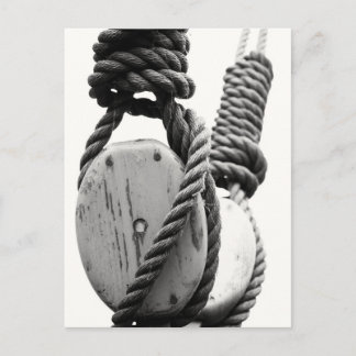 Blok en hendel van het oude zeilschip briefkaart