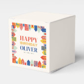 Blok Huizen Neutraal Verjaardagsfeest Bedankdoosjes (Voorkant Zijde)