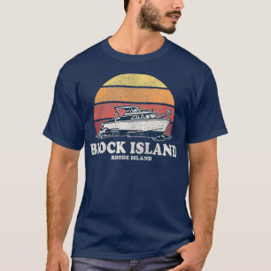 Blok Island RI  Boating 70s Retro Boat T-shirt