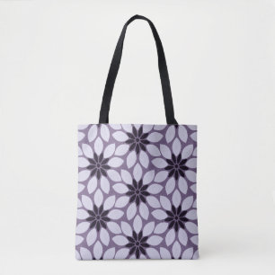Blok Print Tegelbloemen paarse Draagtas