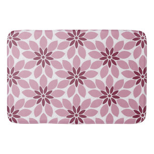 Blok Print Tegelbloemen roze rood Badmat