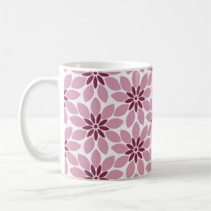 Blok Print Tegelbloemen roze rood Koffiemok