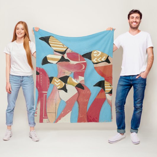 Blok van Flamingos Fleece Deken (In situ)