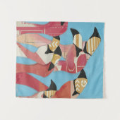 Blok van Flamingos Wandkleed (Voorkant (horizontaal))