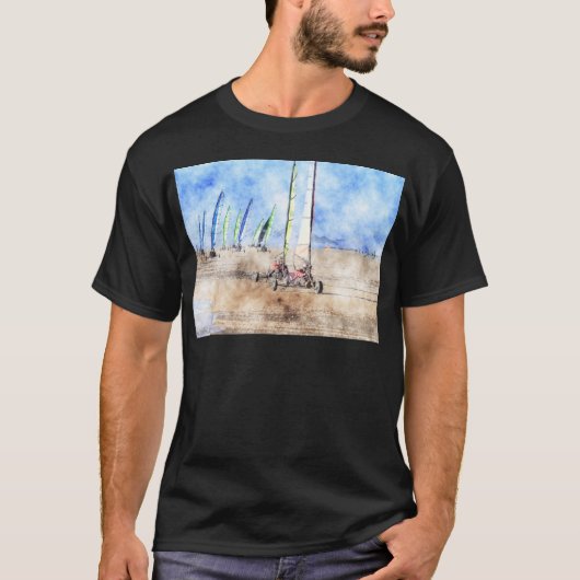 Blokart Racers op het strand T-shirt (Voorkant)