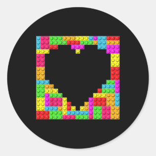 Blokbaksteen Bouwmeester Bouwer Hart Valentin Ronde Sticker