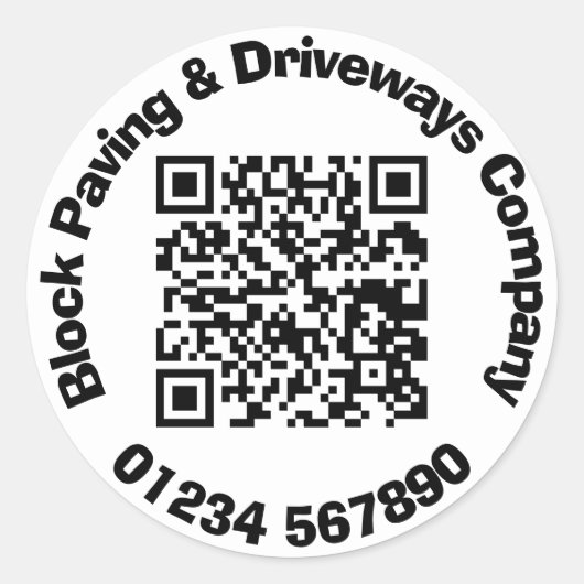 Blokbestrating en rijbanen werknemers met QR Code  Ronde Sticker (Voorkant)