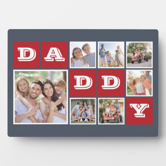 Blokfotocollage DADDY | Rood Blauw Fotoplaat (voorkant)