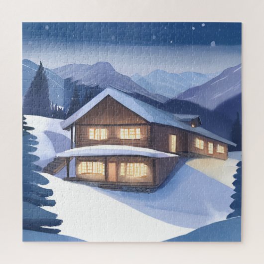 Blokhut in de bergen legpuzzel (Verticaal)