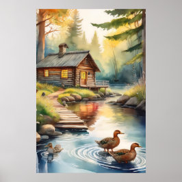 Blokhut op rivier 1 poster