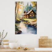 Blokhut op rivier 4 poster (Keuken)