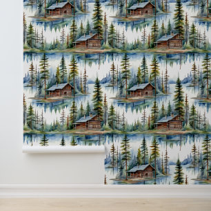 Blokhutten in de Bossen Natuur Lover's Behang