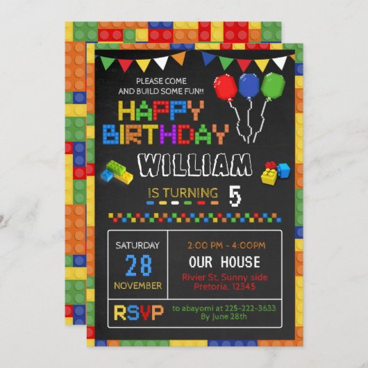 Blokjeswedstrijd - Uitnodiging om te bouwen, Puzzl (Voorkant / Achterkant)