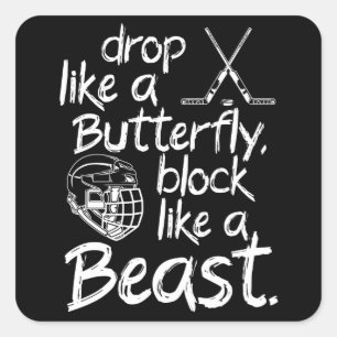 Blokkeer als een beest ijshockey vierkante sticker