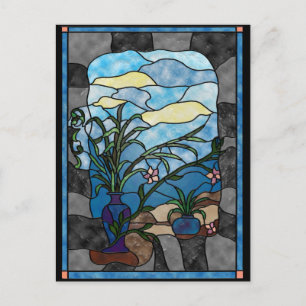Blokkeerventilator Plant Glas in lood stijl Briefkaart