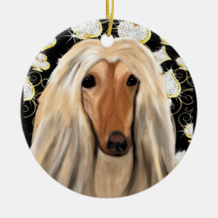 BLOKKEN AFGHAN HOUND KERAMISCH ORNAMENT