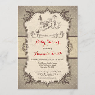 Blokken Baby shower Uitnodiging Retro