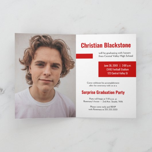 Blokken met drie-foto's rood Afstuderen (Binnen)