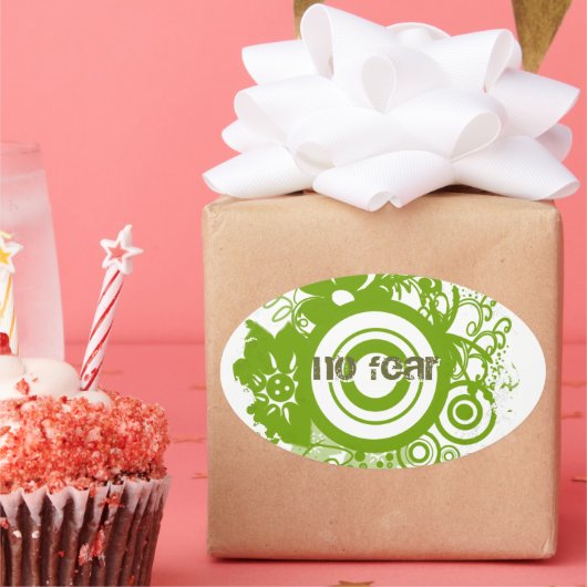 Blokkercirkel met Kanji voor Courage Ovale Sticker (Feest)