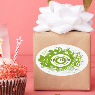 Blokkercirkel met Kanji voor Courage Ovale Sticker