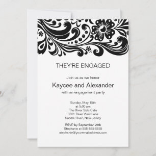 Blokkeren Floral Swirls Verloving-uitnodigingen Kaart