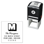 Blokkerig Monogram Schrift Naam Terugadres Zelfinktende Stempel (In situ)