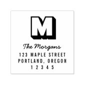 Blokkerig Monogram Schrift Naam Terugadres Zelfinktende Stempel (Design)
