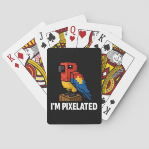 Blokkerige Jungle Papegaai Gepixelde Papegaai Pixe Pokerkaarten