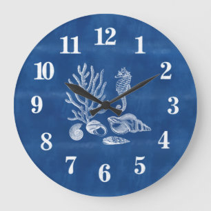 Blokkerij Coral Seahorse Ocean Blue Large Clock Grote Klok