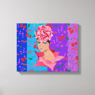 Blokkering Bright Floral Girl Canvas Afdruk