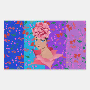 Blokkering Bright Floral Girl Rechthoekige Sticker