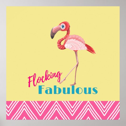 Blokkering Fabulous Pun w/ Roze flamingo Poster (Voorkant)