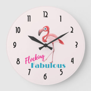 Blokkering Fabulous Typografie met roze flamingo Grote Klok