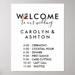 Blokkering Maroon Wedding Order of Events Poster