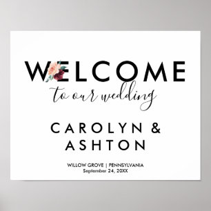 Blokkering   Welkom maroon bruiloft Poster