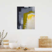 'Blokkerpartij' Grijze Abstracte kunst Poster (Keuken)