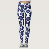 Blokkerpatroon - blauw en wit leggings (Voorkant)