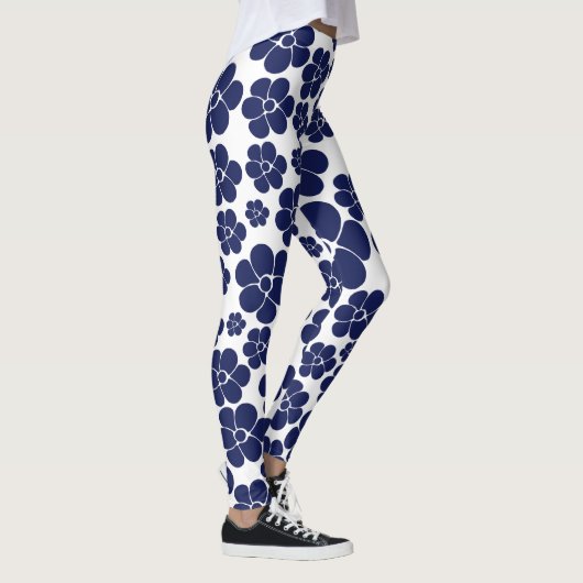 Blokkerpatroon - blauw en wit leggings (Rechts)